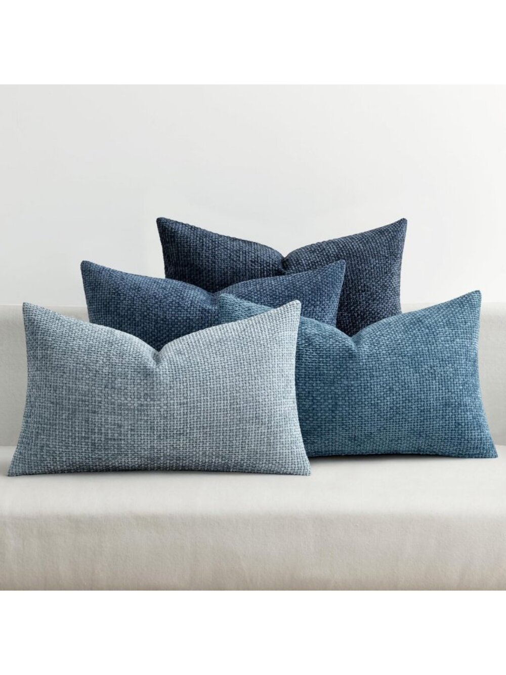 Decorative Chenille Lumbar Pillow Cover - Soft Blue 12x20, Cozy Home Accent